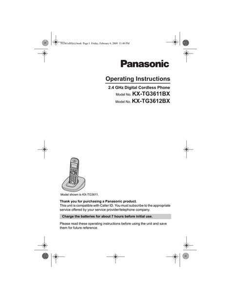 panasonic kx tg3612bx pdf manual
